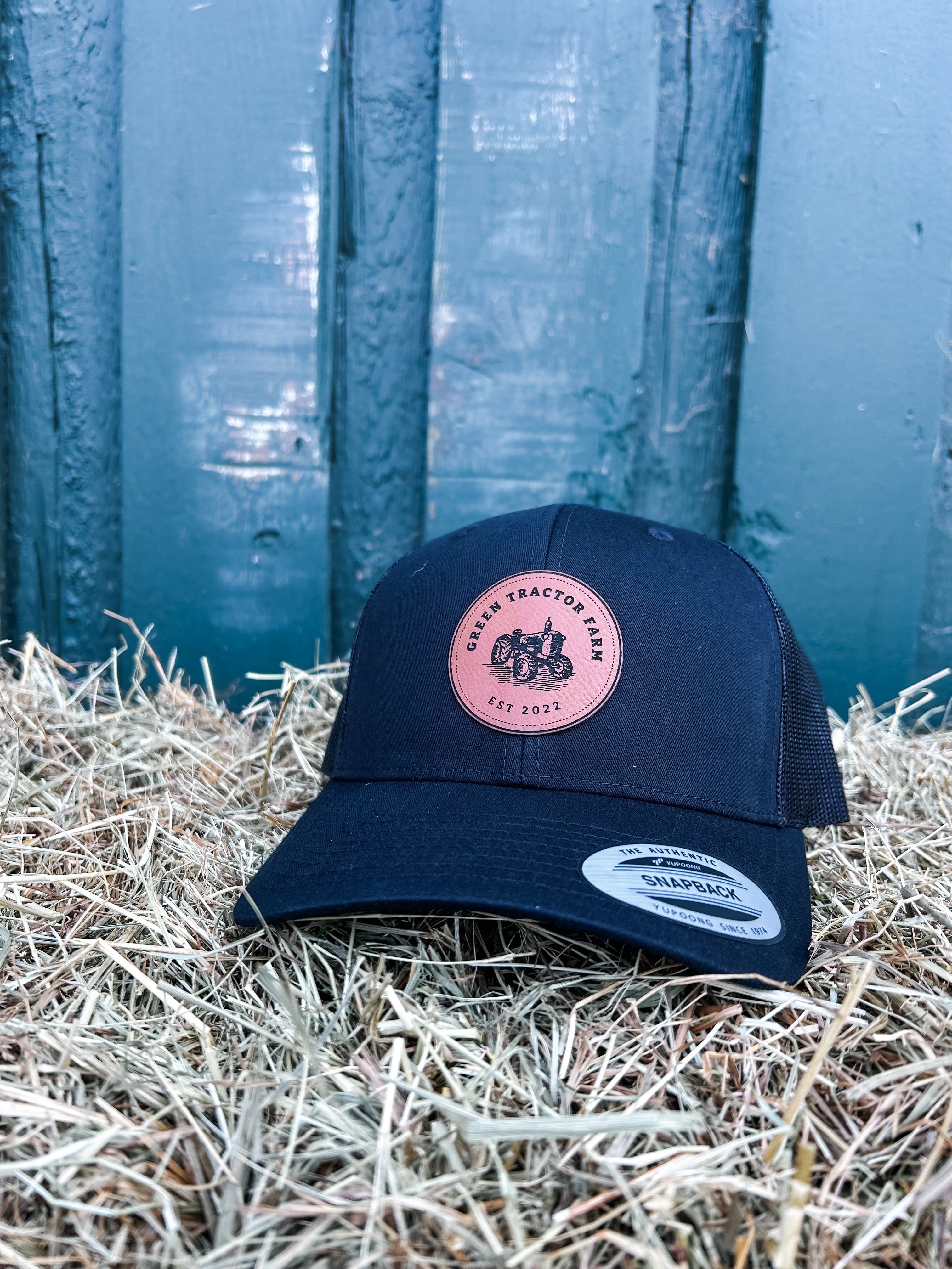 Green Tractor Farm Trucker Hat - Black