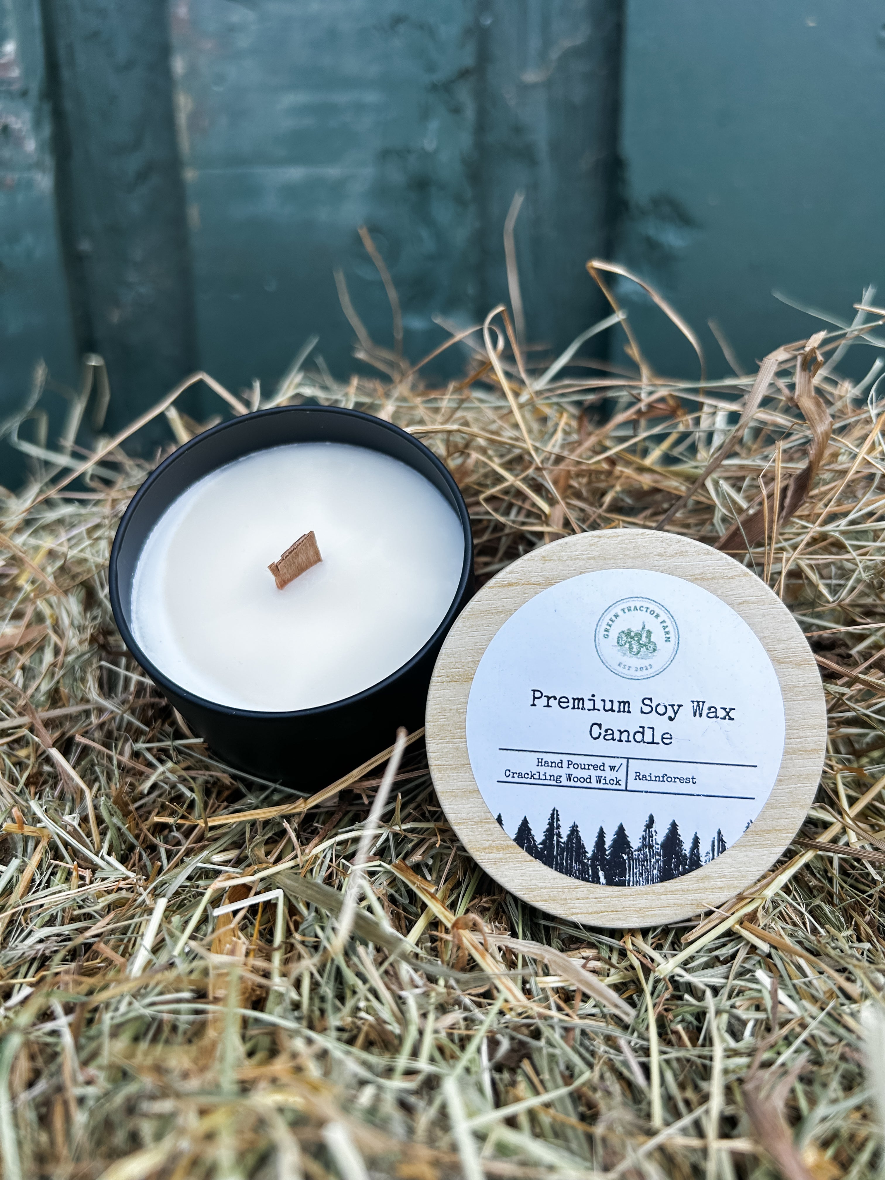4 oz Premium Soy Wax Candle with Crackling Wood Wick - Rainforest
