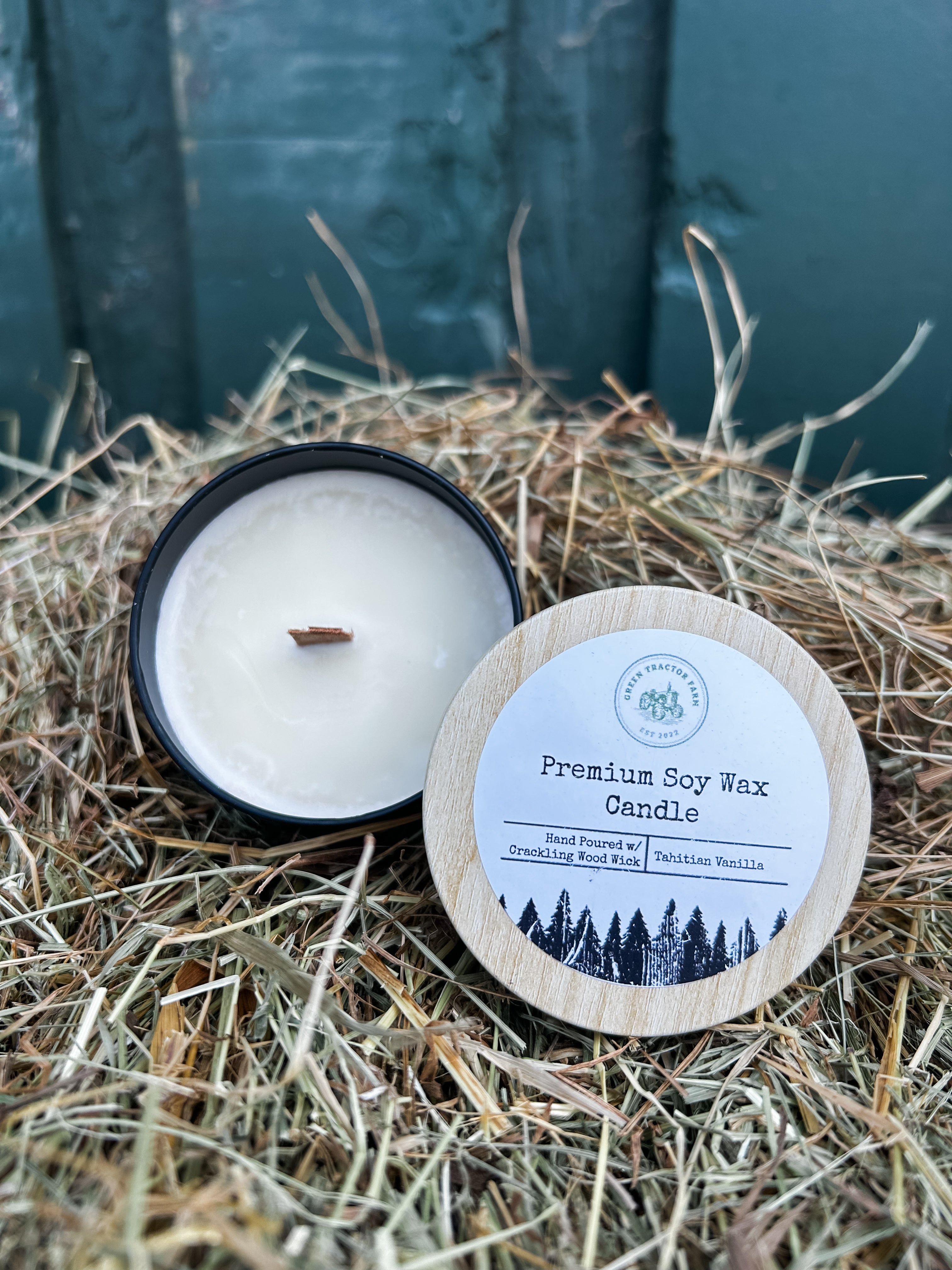 4 oz Premium Soy Wax Candle with Crackling Wood Wick - Tahitian Vanilla